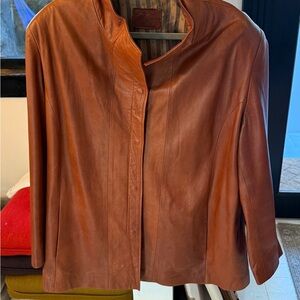 Elegant Brown Leather Jacket for Women 2X